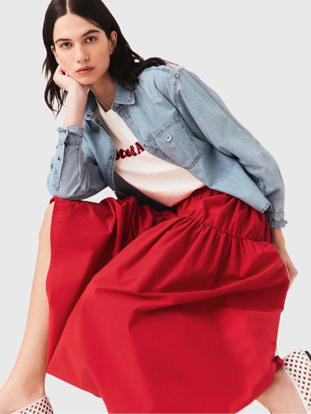 MAJE Long Gathered Skirt | FR 38 | US 6 - Picture 8 of 16